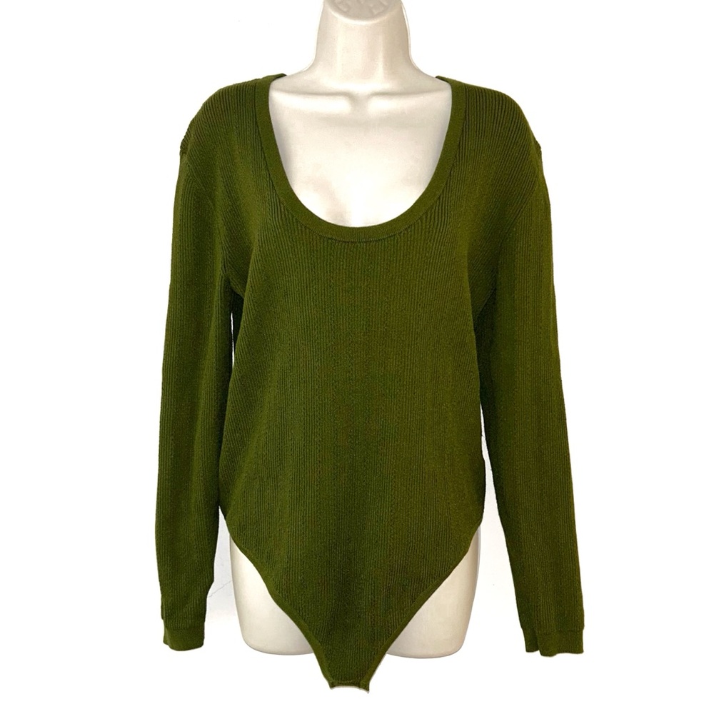 Express Olive Scoop Neck Top